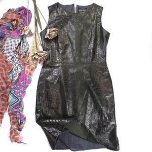 Selene Elegant Green Embossed Sleeveless Dress M